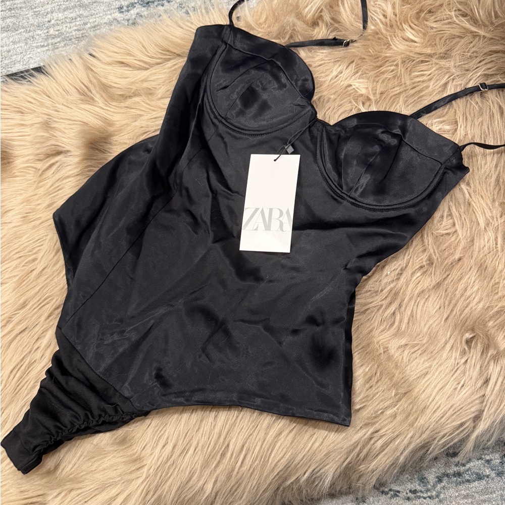 NWT Zara Sleek Black Bodysuit S